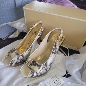 Mk snakeskin heels, size 10